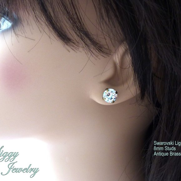 Swarovski Crystal Light Azore Pale Blue Studs - Picture 6 of 7